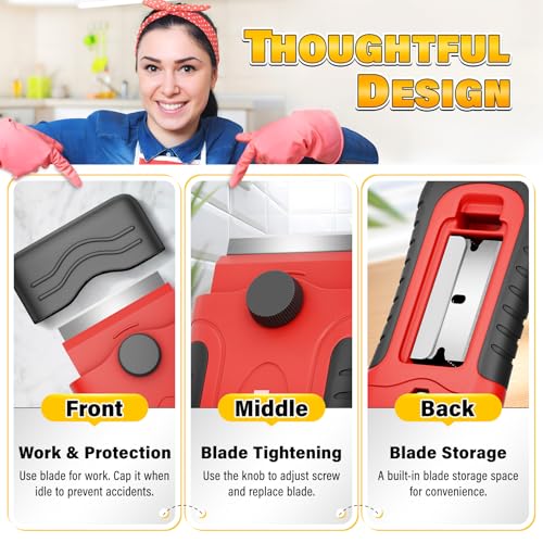 DIYSELF 2 Pack Razor Blade Scrapers with 30 Blades, Paint Scraper Tool - color: Red, size: 2 Pack