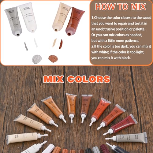 Kenbry Wood Filler Repair Kit, Fix Scratches Cracks, Hole on Furniture - color: Walnut