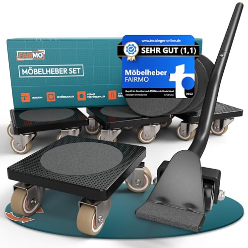 Furniture Lifter & Moving Kit, 5-Piece Furniture Movers with 360° Wheels, 440 lb Capacity, 25.6" Extra-Long Lever, Non-Slip Pads, Heavy-Duty Furniture Moving Sliders for Appliances & Furniture