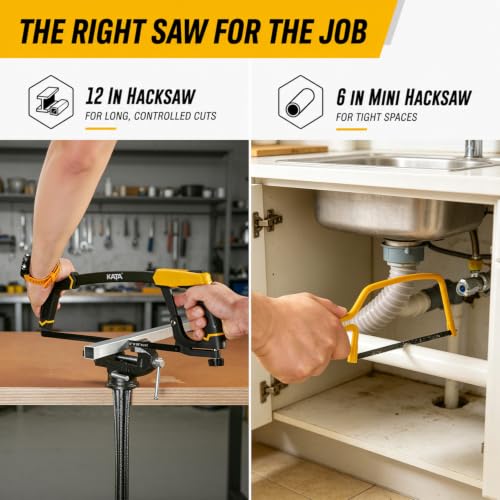 KATA 12" High Tension Hacksaw Set, 6" Mini Hacksaw, 10 Extra Blades - size: 12" Hacksaw Set