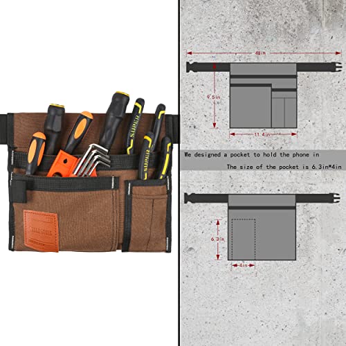VIDAR TOOLS 6-Pocket Single Side Tool Belt Pouch/Utility Belt/Work Apron for Carpenter and Gardener.Durable Canvas Construction.Comfortable Adjustable Belt.Light Weight.TAN
