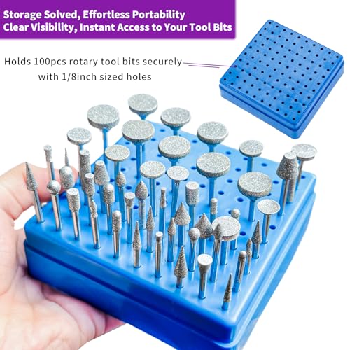 Diamond Grinding Bit Compatible with Dremel, 52Pcs Stone Carving Set Diamond Bits 1/8" (3mm) Shank Polishing Kit for Stone Glass Ceramics Carving Polishing Grinding Etching - style: Style 1