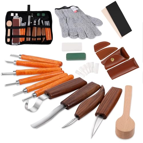 Wood Carving Tools Set,Detail and Hook Carving Knife Kit for Beginners,Trimming Knife for Spoon Bowl Cup Woodwork,Square handle design and 6pcs SK2 Carbon Steel Wood Carving Knives（10pcs） - size: 4PCS Flat Handle & 6PCS Detail Knives