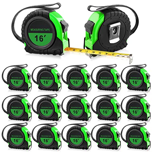 Yunsailing 15 Pack Tape Measure Bulk 16 Feet Retractable Measuring Tape Small Measure Easy Read with Fractions 1/8 Measurement(Green) - color: Green