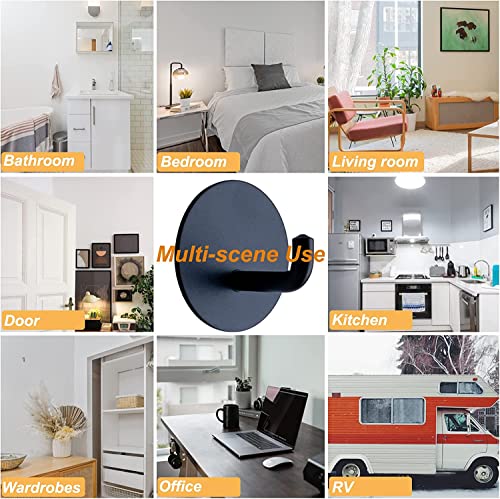 8-Pack Adhesive Wall Hooks for Bathroom Kitchen Towels Coats, Black - color: Black