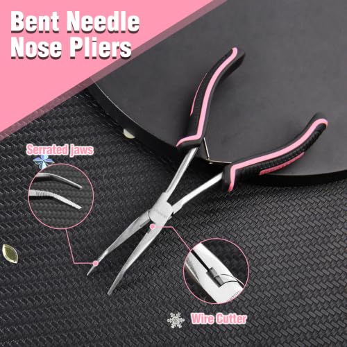 Long Reach Bent Needle Nose Pliers Serrated Jaw with Wire Cutter - style: Bent Needle Nose Plier with Serrated Jaws & Cutter