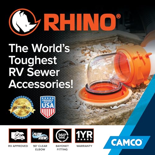 Camco RhinoFlex Clear RV Sewer Hose Elbow with 4-in-1 Adapter,Features a 360-Degree Fitting Rotation and Built-in Gasket for Odor-Tight Protection-Fits 4 Sizes of Dump StationInlets(39736),(Pack of 4) - size: One Size (Pack of 4)