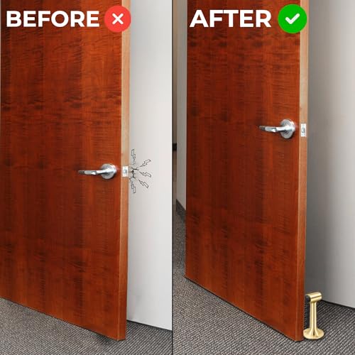 Heavy Duty 6″ Door Stop, Solid Brass Commercial Grade, Floor Mount Stopper (Polished Brass) - color: Polished Brass