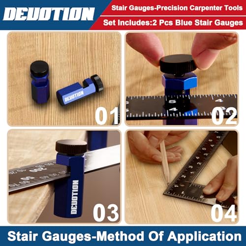 Stair Gauges for Framing Square, 2 Pack, Tall Stair Gauges Blue