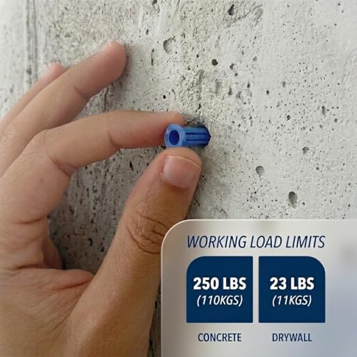 200 Count Premium Plastic Drywall Anchors, 1/4 x 1-1/4 Inch Wall Anchors, 6mm Diameter, Fits #8 x 1-1/4 Inch Screws, Bulk Pack, Screws Not Included (Blue) - size: 1/4*1-1/4“