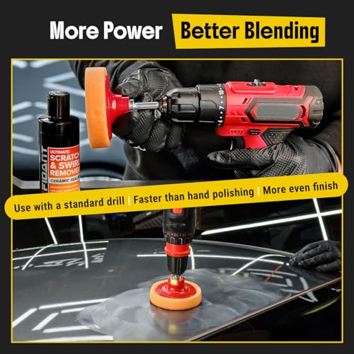 Carfidant Scratch and Swirl Remover - Car Scratch Remover for Vehicles Paint - Polishing Compound for Cars - Paint Restorer Kit with Pad, Microfiber and Drill Attachment - style: Scratch Remover Kit with Drill Attachment