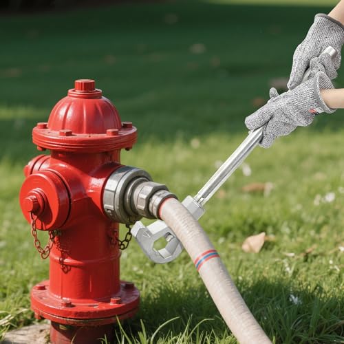 Hedume Heavy Duty Adjustable Hydrant Wrench, Fits 1-1/2" to 6" Bolt Head Sizes, Fire Equipment Hydrant Wrench for Loosening Caps and Opening Valves, Tightening Nuts, Pipes
