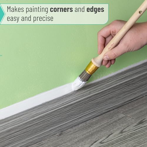 Bates- Trim Brush, 0.75 Inch, Edge Painting Tool, Trim Paint Brushes, Trimmer Edger, Trim Brush - color: Wood Handle, size: 0.75 inch, 1 Pack