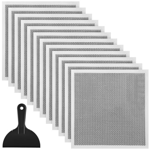 Blulu 13 Pcs 12 x 12 Inch Drywall Repair Kit Self Adhesive Mesh Drywall Patches with Scraper for Holes, Repair Kit for Large Holes Wall Ceiling Tools