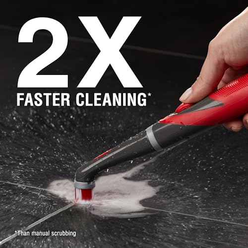 Rubbermaid Reveal Power Scrubber with Multi-Purpose Head, Cordless Electric Battery Powered Scrub Brush, Water Resistant, for Home/Kitchen/Bathroom/Grout/Tile/Shower/Tub - style: 2-Piece Kit