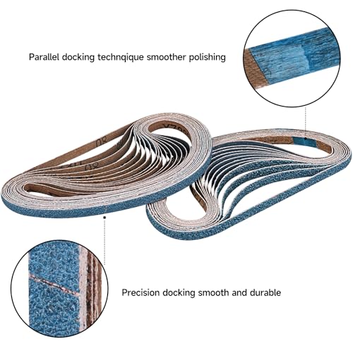 10-Piece Premium 2 x 27 Inch Zirconia Sanding Belts 40-400 Grit - color: Mix Grit, size: 2x27 Inch