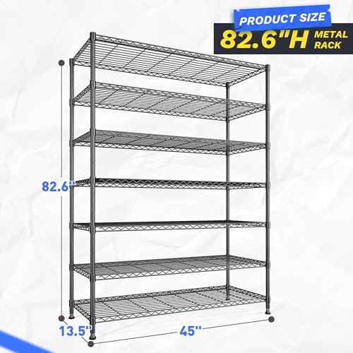 DurayLoly 82.6" H 7-Tier Metal Shelving Unit 1400LBS Adjustable Shelves - size: 45" W x 82.6" H x 13.5" D