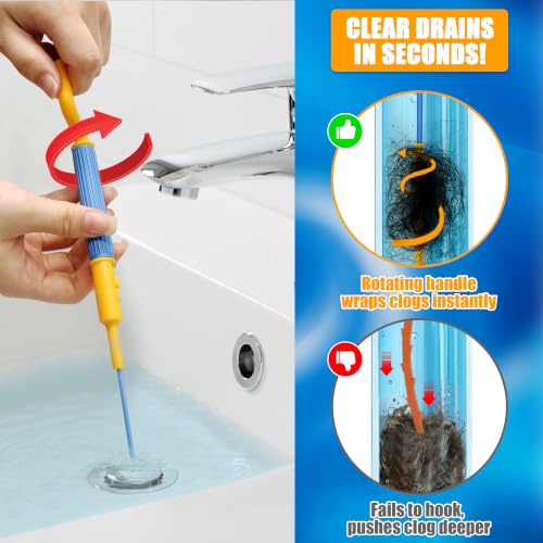 EastLink 30-Inch Drain Snake Hair Drain Clog Remover, Reusable Shower Snake