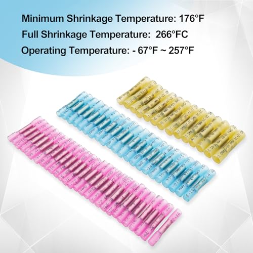 1500 PCS Heat Shrink Butt Connectors, 16-14 AWG 22-16 AWG 12-10 AWG Waterproof Electrical Insulated Crimp Wire Splice for Boats, Cable, Wiring, Automotive, Home - color: Red+Blue+Yellow