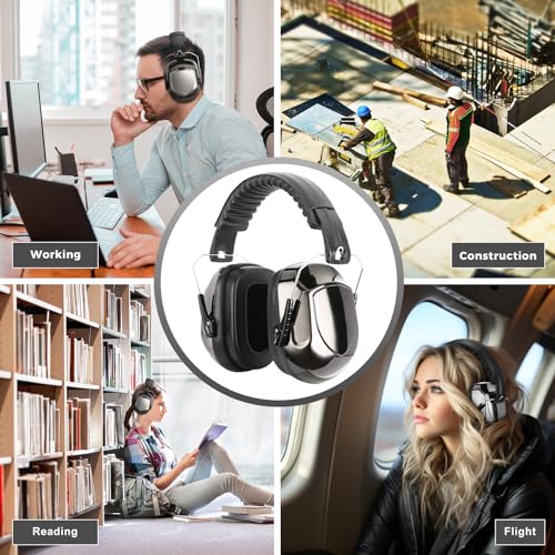 ProCase Hearing Protection Ear Muffs SNR 33dB, Noise Cancelling Headphones - color: 1 - Metalic Black