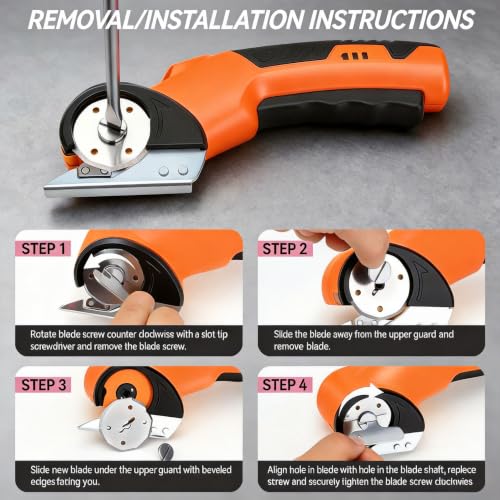 Cordless Electric Scissors, Rechargeable Rotary Cutter for Cloth Paper Leather Carpet Plastic, Portable Wireless Cutting Tool, 320RPM, 0.26"Cutting Depth, 3000mAh Battery for DIY Craft Sewing Home Use