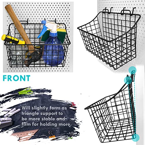 Pegboard Baskets With Hooks, 3 Pack Peg Board Wall Organizer Set (Black) - color: Black