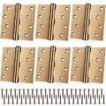 6 Pack Brass 4'' Ball Bearing Door Hinges, 4 x 4 Inch Exterior Door Hinge - color: Brass