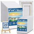Halobios Professional Stretched Canvas for Painting with 8x10 inch, 5x7 inch (10 of Each), 20 Packs Blank Canvases Art Supplies for Acrylic, Oil, Pouring,100% Cotton, Primed, 5/8 Inch Profile - size: 20 Pack Mixed - 8×10IN 5×7IN