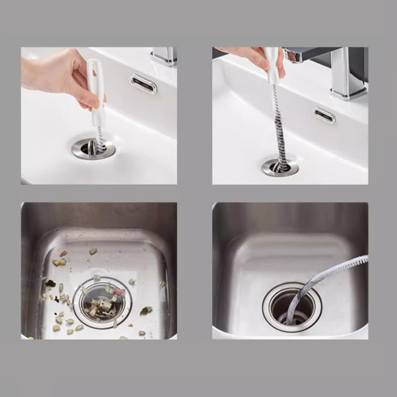 1 Pack Sink Drain Overflow Cleaning Brush, 17.7 Inch Flexible Sewer Hair Catcher for Bathroom Tub and Wash Basin