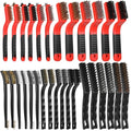 Kifmurase 30Pcs Wire Brushes for Cleaning Rust, Wire Cleaning Brush Set, Stainless Steel/Brass/Nylon Bristles, Metal Brush with Curved Handle Grip, Grip Paint Remover for Rust, Drill, Scrub