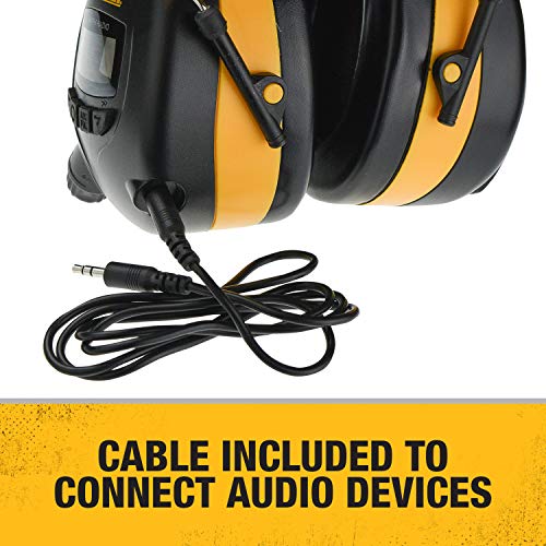 DEWALT DPG15 Hearing Protection Earmuffs with AM/FM Radio, LCD Display, 8 Presets, 3.5mm Aux, NRR 25dB