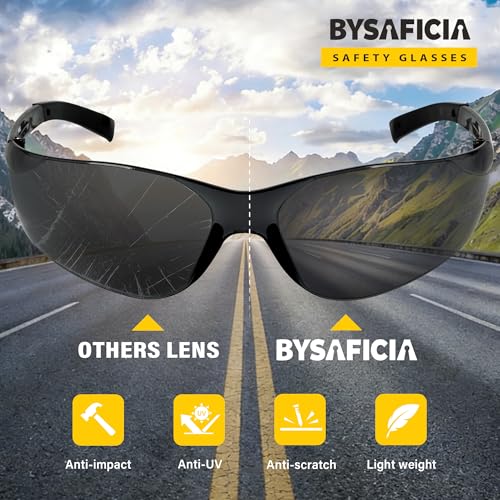 12 Pack Tinted Safety Glasses for Men Women, Smoke Lenses UV Protection, ANSI Z87.1 Impact Resistant Eye Protection Glasses for Work, Construction, Lab and Shooting - color: Tinted Lenses