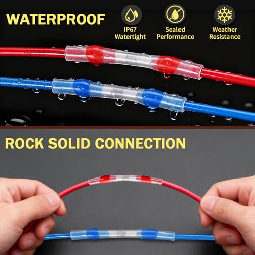 100 Pcs Solder Seal Heat Shrink Butt Wire Connectors Kit - color: 100pcs-(26-10)