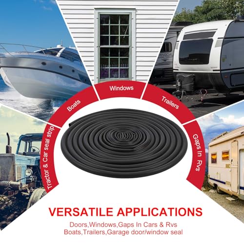 Pangda 13ft Foam Rubber D Shape Seal Strip 0.5" W x 0.5" H Self Adhesive EPDM Rubber Weather Stripping RV Slide Out Seal Heavy Duty Automotive Weather Stripping for Car Truck RV Boat Home - size: 13ft, style: 0.5" W X 0.5" H