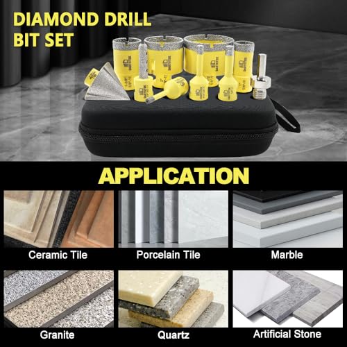 Diamond Core Drill Bits Set 10PCS Tile Hole Saw Kit for Porcelain - size: set3