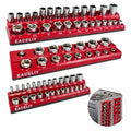 EACELIY Magnetic Socket Organizer Set,SAE Socket Holder Kit, Socket Trays，holds 68 Deep and Shallow 3/8" Sockets(sockets not included) 丨3PC 1/2",1/4" and 3/8"（Red） - size: 3PCS SAE 1/2&3/8&1/4