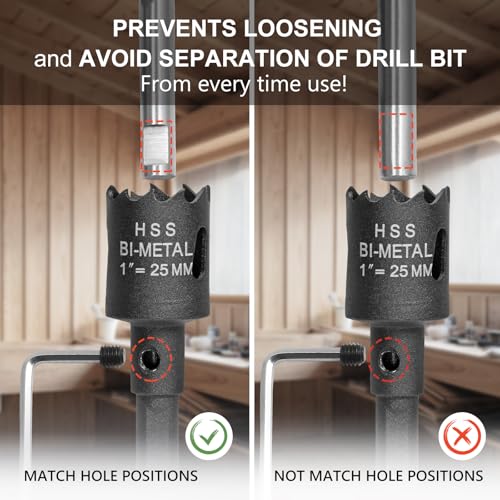 1 Inch Hole Saw with 9.1mm Triangle Shank Arbor, JTemgle Bi-Metal Hole Saw Heavy Duty Hole Cutting Tool for Cornhole Boards, Recessed Lights, Wood, Plastic, Drywall & Soft Metal - size: 1 in