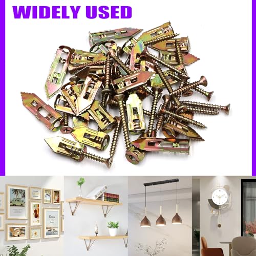 60 Pcs Self Drilling Drywall Anchors Kit, 3 Sizes, No Drill, Holds Up to 50 lbs, for Gypsum Wallboard, Drywall, Wall Lights, Picture Frames, Curtains, Clocks