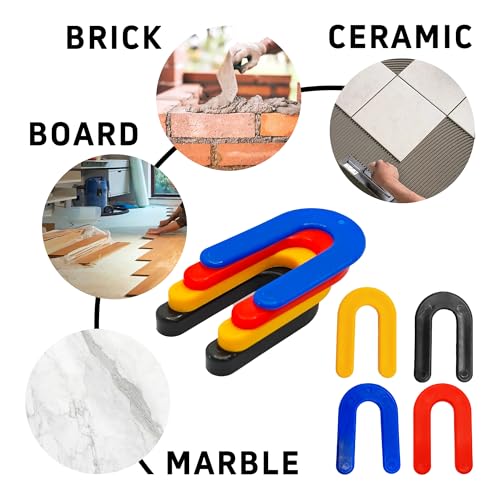 100PCS Horseshoe Tile Spacers, U-Shape Plastic Structural Shims for Tile Leveling System, Yellow Tile Leveling Clips for Ceramic Floor and Wall Installation(4 Sizes) - size: 4 Sizes