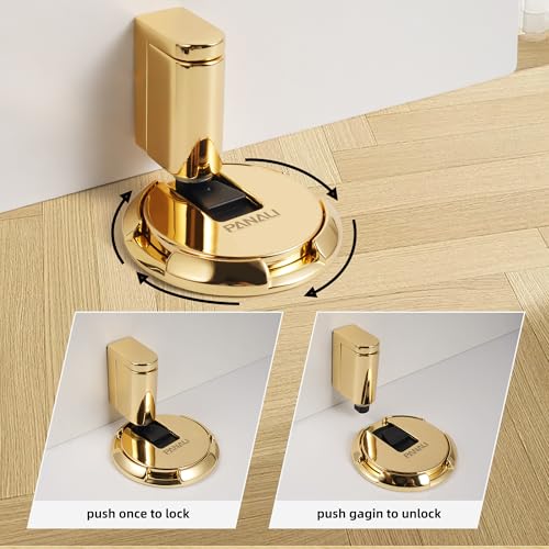 PANALI Magnetic Door Stopper, Windproof Door Stop, 1 Pack - color: Bright Gold