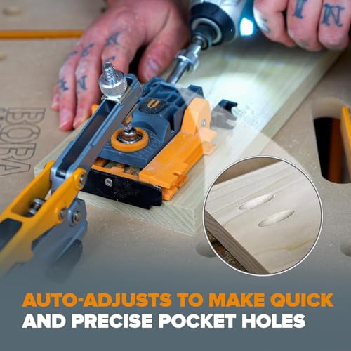 BORA Mini Pocket Hole Jig Kit with 50 Screws Auto-Adjusting Portable System - size: Mini Pocket Hole Jig