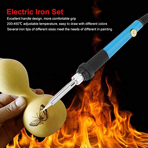 Wood Burning Kit, Pyrography Pen with Adjustable Temperature for Wood Leather Burning Carving Embossing Soldering with 27 Woodburning Points Soldering Tips(Blue)