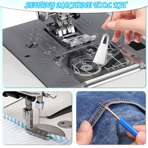 15pcs Sewing Machine Cleaning Kit, Sewing Machine Cleaning Tools Including Tweezers, Rippers, Screwdriver, Double Headed Brush, Needle Board Screwdriver, Silicone Brush and Storage Bag