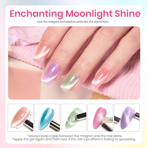 Beetles Cat Eye Gel Nail Polish Set, 6 Colors Fairy Garden Gel Polish Kit - color: A - Glass Cat Eye | Fairy Garden