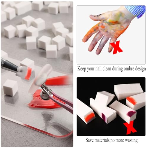 Fcozpjk Soft Sponges with Grabbing Pen for Ombre and Aura Nail Art with Brush, Professional Manicure Nail Art Tools Accessories Supplies, 100 Pieces - color: Ombre Nail Sponges