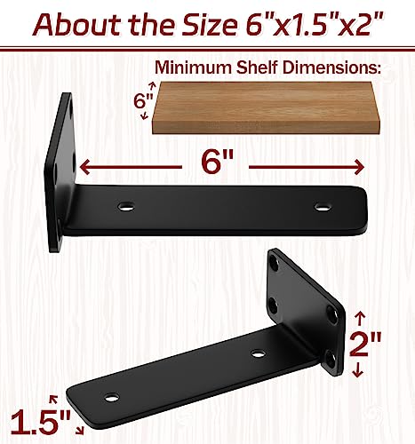6 Inch Shelf Brackets, 8 Pack Floating Shelf Bracket, 1/5" Thick - size: 6 Inch, style: 8 Pack