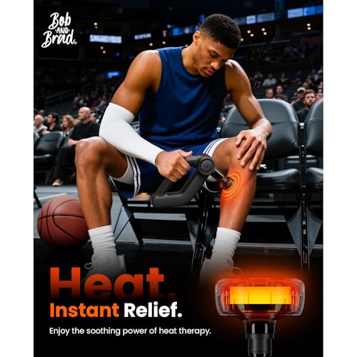 BOB AND BRAD D5 Pro Plus Handheld Massage Gun with Heat, FSA-HSA Eligible Deep Tissue Percussion Massage Gun, Powerful Muscle Massager for Athletes Fitness Workout & Daily Recovery, Birthday Gift - color: Pure Black