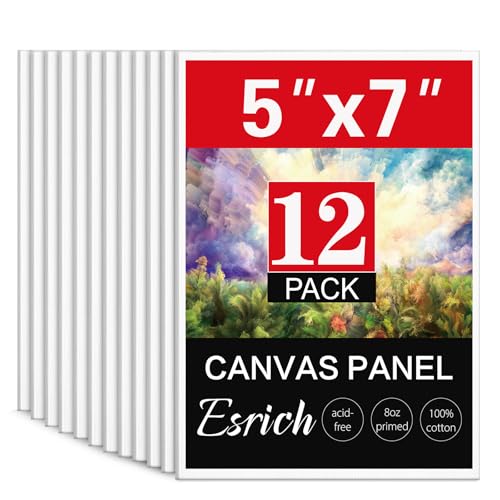 ESRICH 12 Pack 5x7 Small Canvas for Painting, Ideal for Kids & Beginners - size: 5x7in 12pack