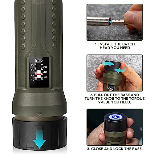 Torque Screwdriver Set 10-70 in-lb, Adjustable Inch Pound 11Pcs Kit - color: Green