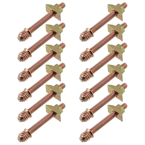 12 Pcs Bed Frame Hardware Connector Kit M8x80 Panel Furniture Wardrobe Four-In-One Connectors Fittings Table Bed Assembly Fasteners Bolts Nuts Threads Half Moon Spacers,Gold